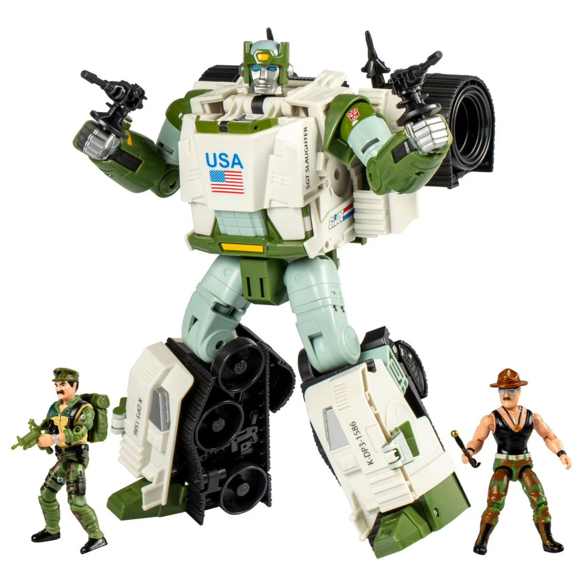 Transformers X G.I.JOE Autobot Kup Triple T w/ Leatherneck & Sgt Slaughter