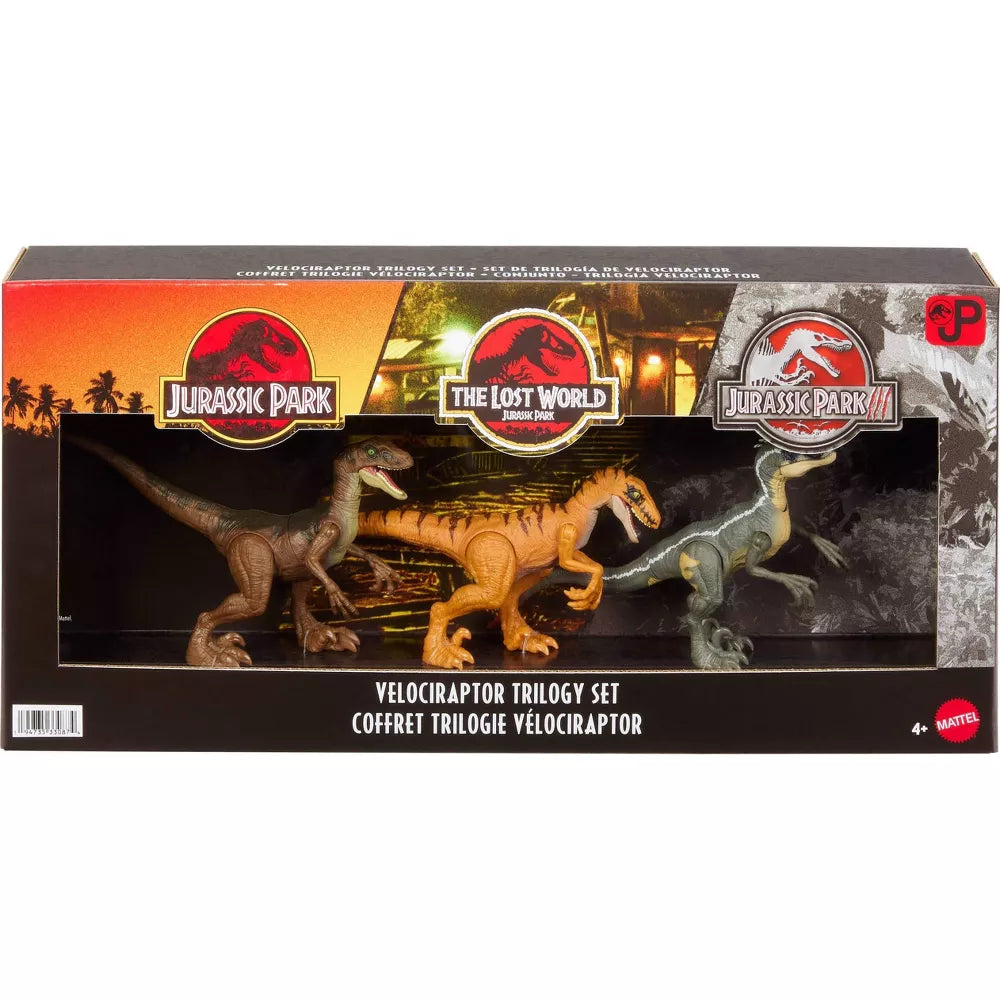 Jurassic World Jurassic Park I, II and III Velociraptor Trilogy Set