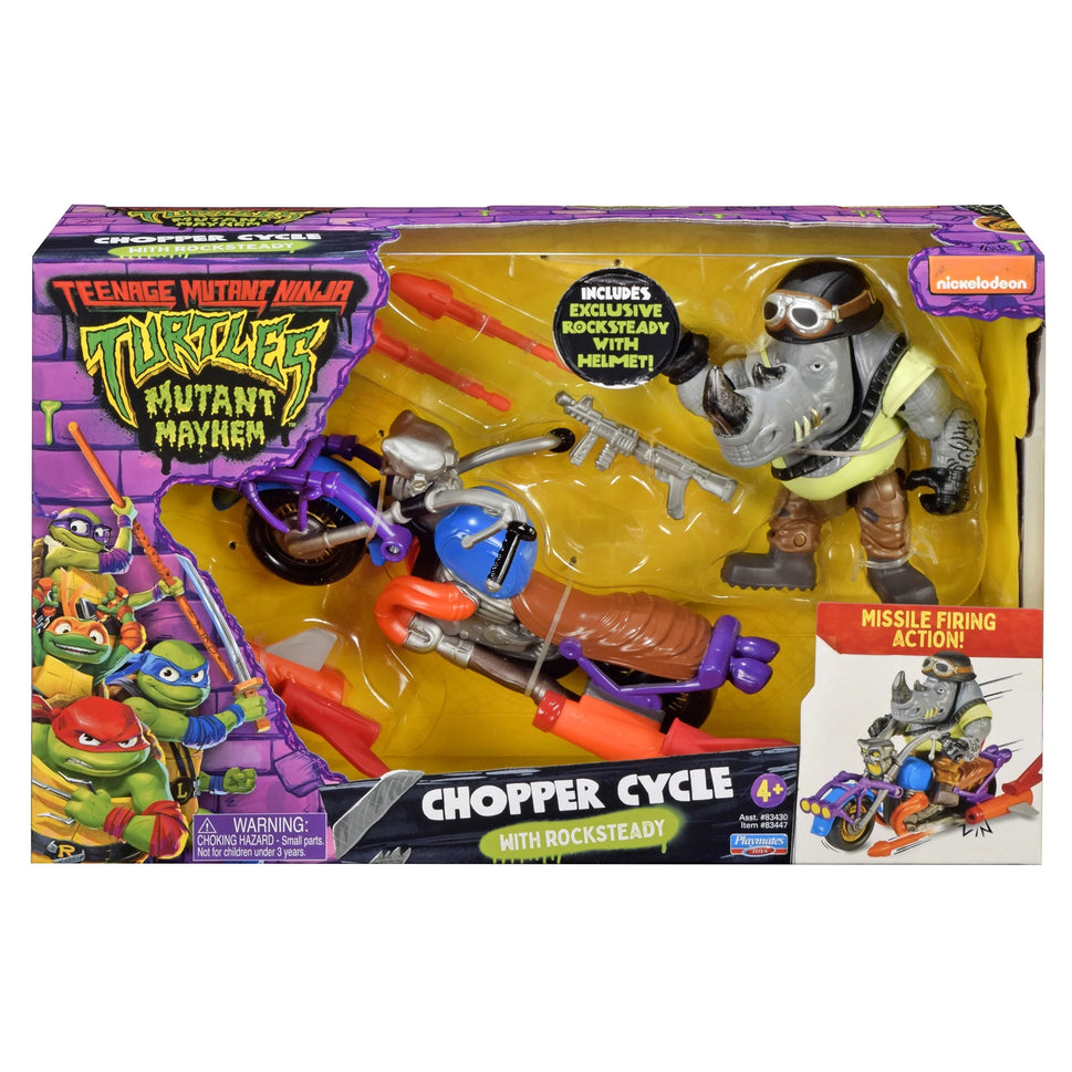 Teenage Mutant Ninja Turtles Mutant Mayhem Chopper Cycle with Rocksteady