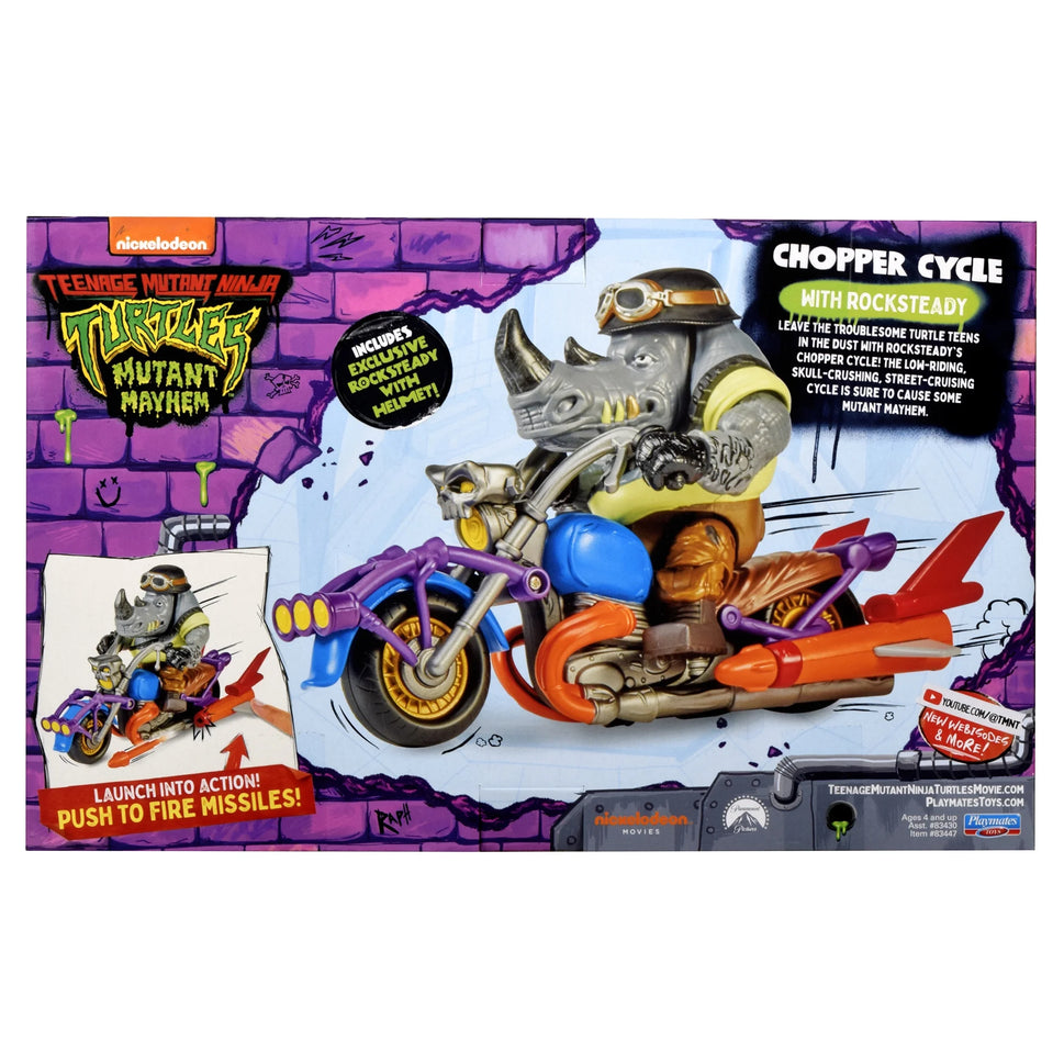Teenage Mutant Ninja Turtles Mutant Mayhem Chopper Cycle with Rocksteady